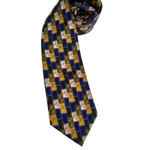 Cocktail Colors 100% Silk Tie - Blue, Green, Gold. Aeroplanes themed.